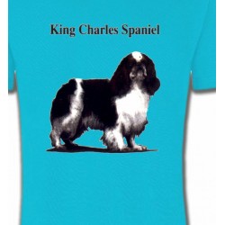 T-Shirts T-Shirts Col Rond Enfants Cavalier King Charles Noir et Blanc (C)