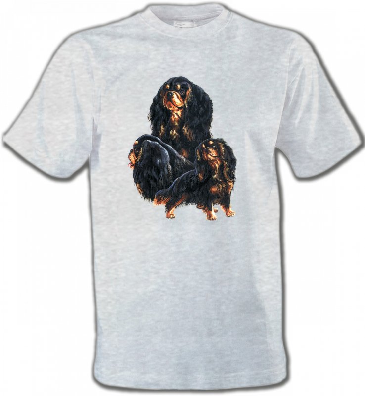 T-Shirts Col Rond Unisexe Cavalier King Charles Cavalier King Charles Noir et Marron (D)