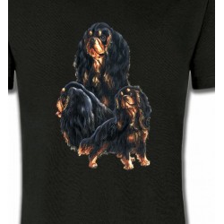 T-Shirts Races de chiens Cavalier King Charles Noir et Marron (D)