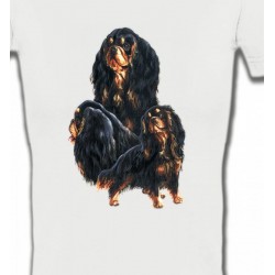 T-Shirts Races de chiens Cavalier King Charles Noir et Marron (D)