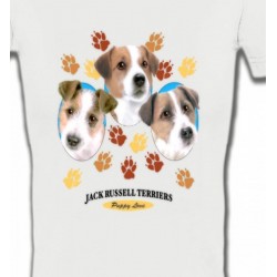 T-Shirts T-Shirts Col V Femmes Jack Russell Terrier Chiots  (N)