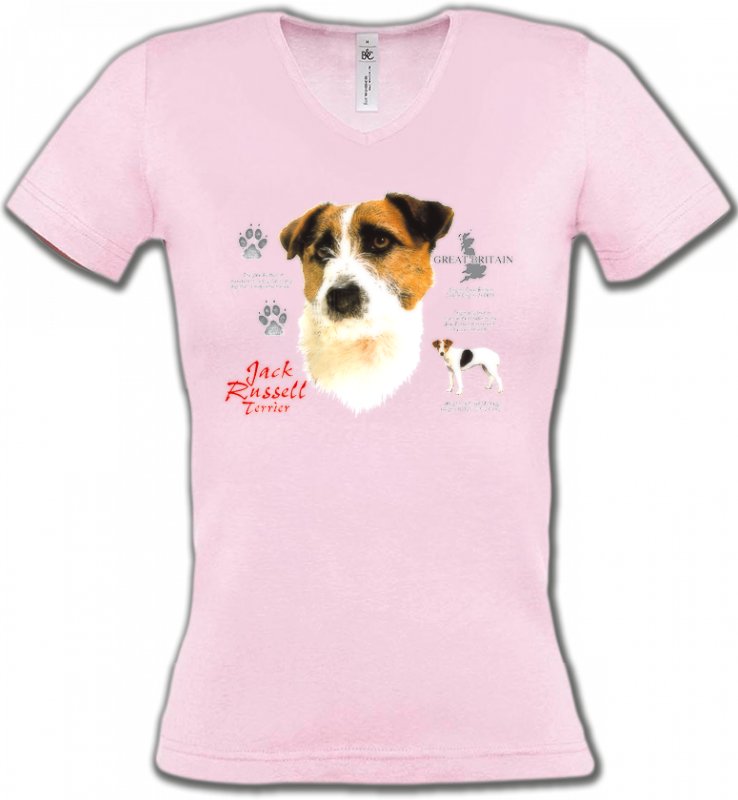 T-Shirts Col V Femmes Jack Russell Terrier Jack Russell Terrier (C)