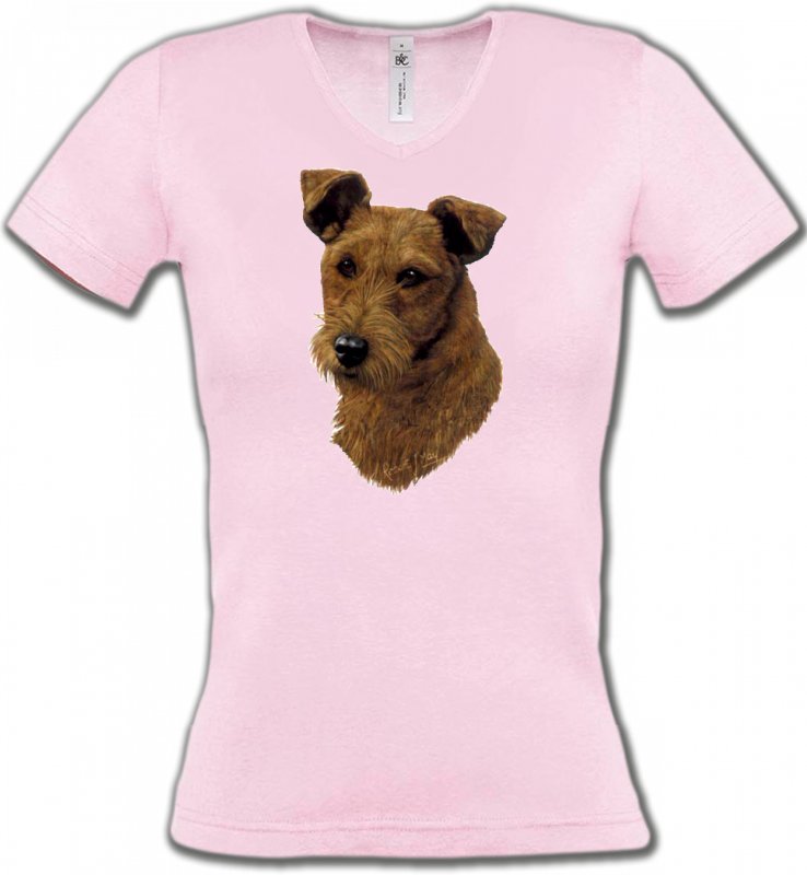 T-Shirts Col V Femmes Terrier Irlandais Terrier Irlandais (H)
