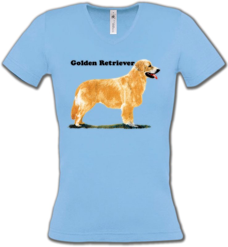 T-Shirts Col V Femmes Golden Retriever Golden Retriever (NG)