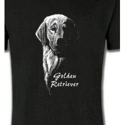 T-Shirts Golden Retriever Golden Retriever Noir et Blanc  (HG)