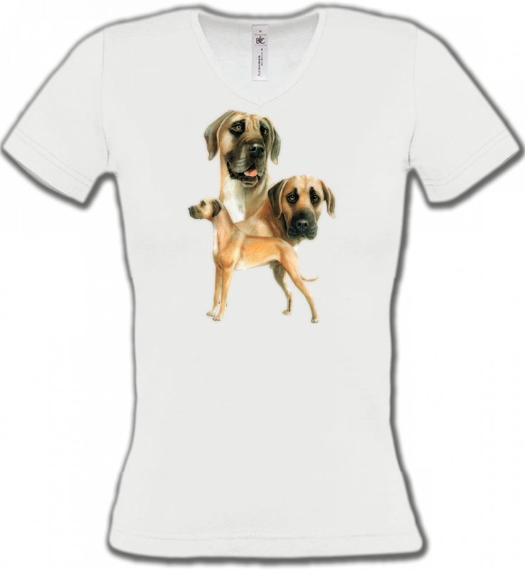 T-Shirts Col V Femmes Dogue Allemand Dogue Allemand (B)