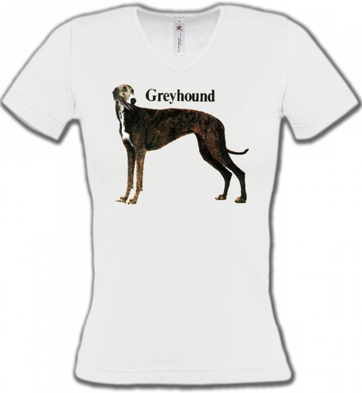 T-Shirts Col V Femmes Greyhound Greyhound Lévrier (H)