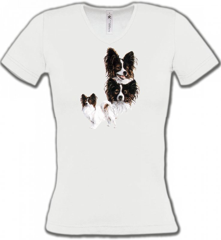 T-Shirts Col V Femmes Papillon Papillon (A)