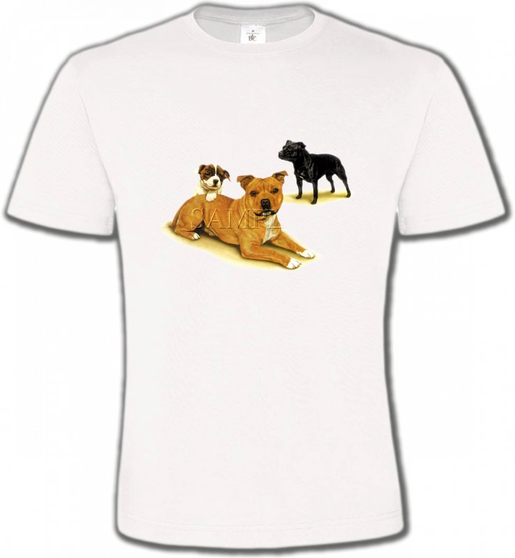 T-Shirts Col Rond Unisexe Staffordshire Bull terrier Famille Staffordshire (F)