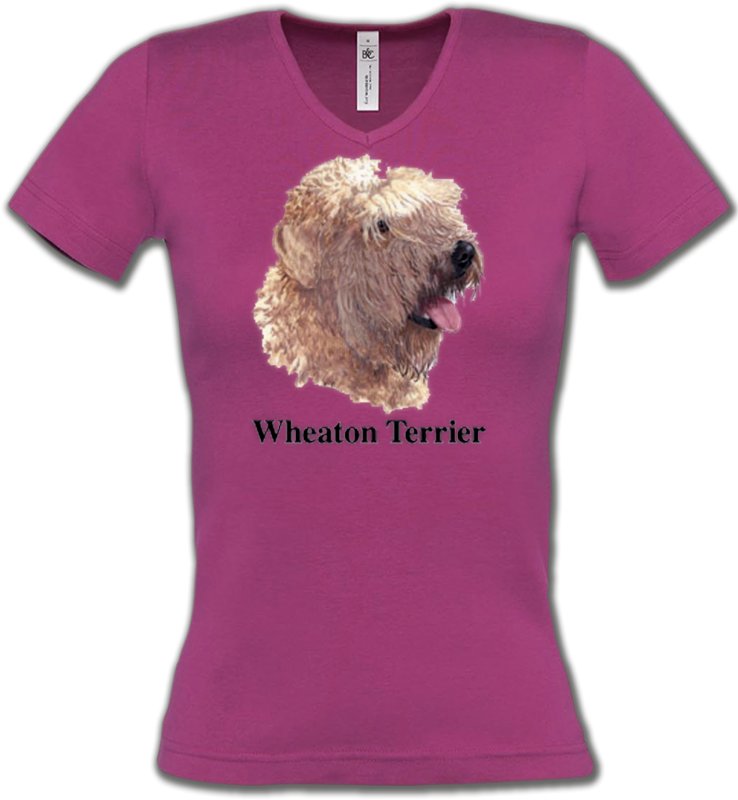 T-Shirts Col V Femmes Wheaten Wheaten Terrier (J)