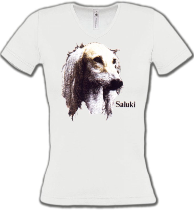 T-Shirts Col V Femmes Saluki Lévrier Persan Saluki (K)