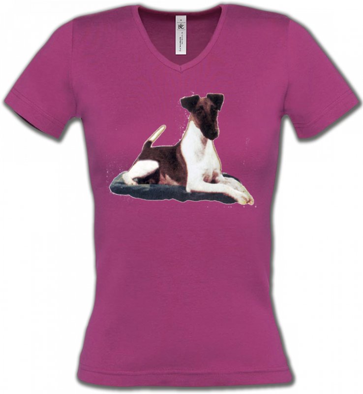 T-Shirts Col V Femmes Fox Terrier Fox Terrier (K)