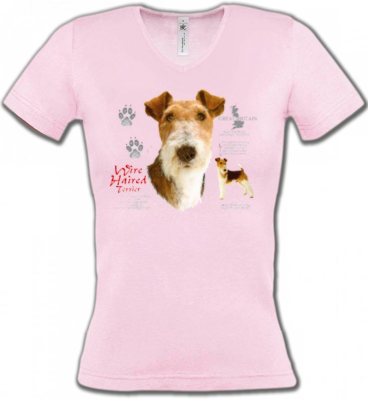 T-Shirts Col V Femmes Fox Terrier Fox Terrier (B)