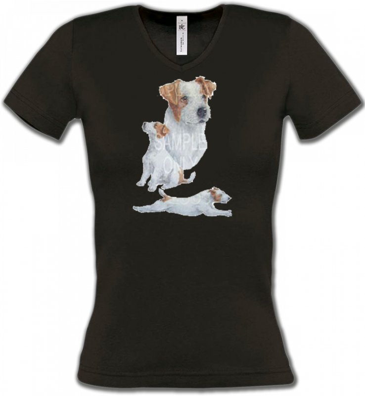 T-Shirts Col V Femmes Fox Terrier Fox Terrier (G)