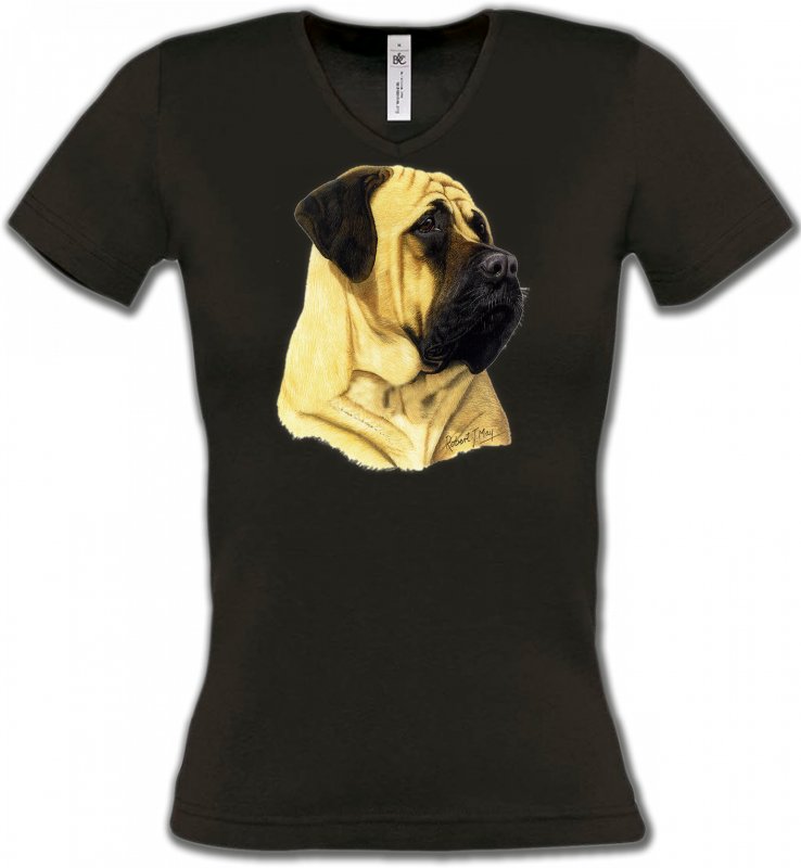 T-Shirts Col V Femmes Mastiff Mastiff (B)