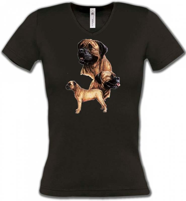 T-Shirts Col V Femmes Mastiff Mastiff (D)