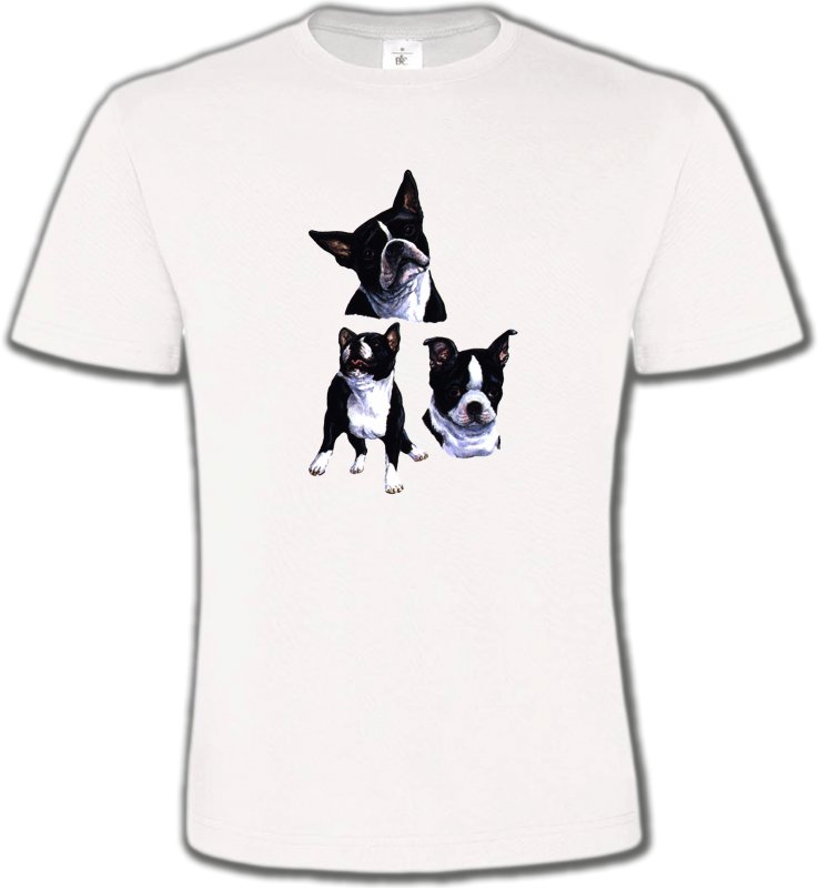 T-Shirts Col Rond Unisexe Bulldog Bulldog Français noir et blanc (BF)