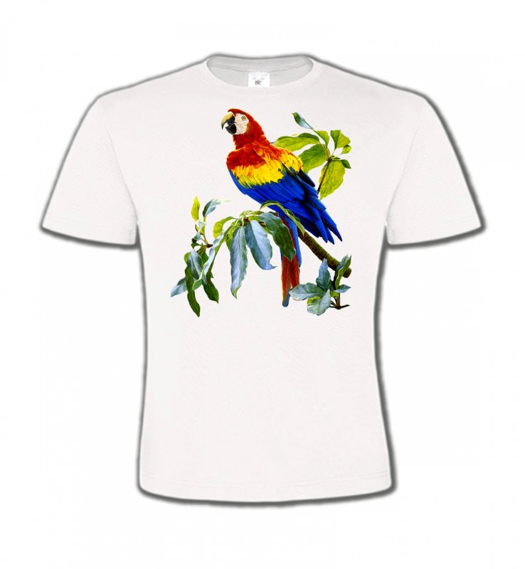 T-Shirts Col Rond Enfants oiseaux exotiques Perroquet Ara macao dans un arbre (S)