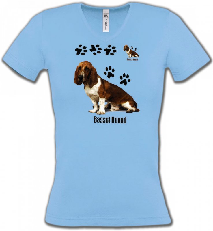 T-Shirts Col V Femmes Basset hound Basset Hound (B)