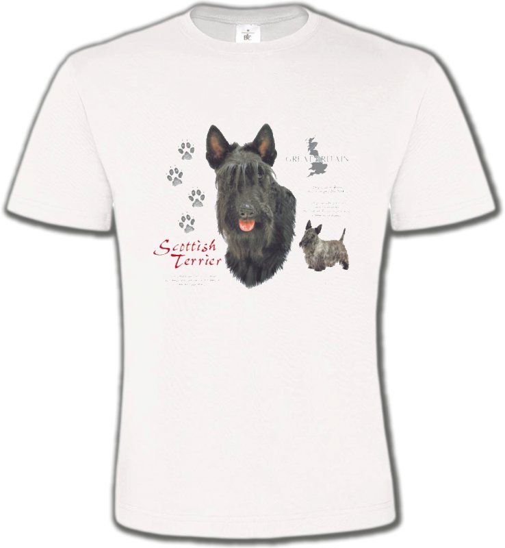 T-Shirts Col Rond Unisexe Terrier Ecossais Terrier écossais (A)