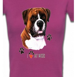 T-Shirts Races de chiens Boxer brun et blanc (B)