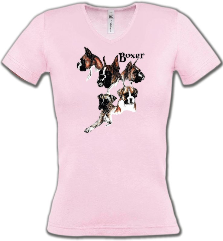 T-Shirts Col V Femmes Boxer Cinq Boxers (O)