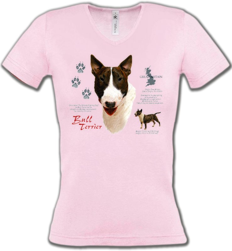 T-Shirts Col V Femmes Bull Terrier Bull Terrier (E)