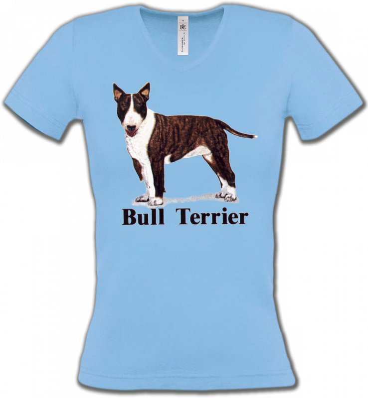 T-Shirts Col V Femmes Bull Terrier Bull Terrier (D)