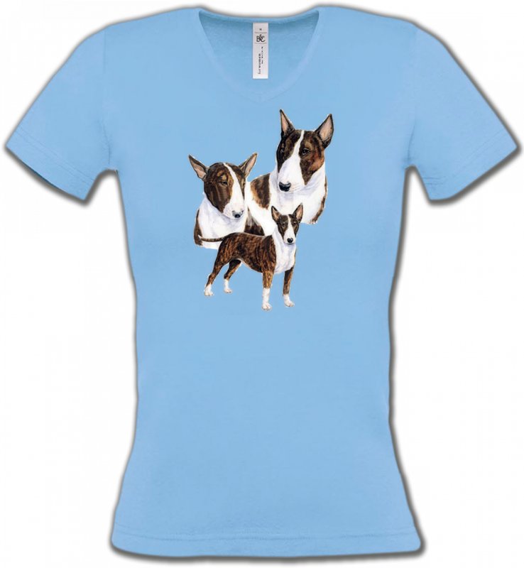 T-Shirts Col V Femmes Bull Terrier Bull Terrier (H)