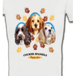 T-Shirts T-Shirts Col V Femmes Cocker Spaniels (A)