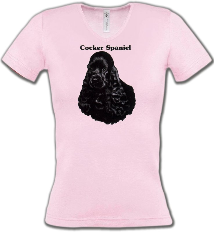 T-Shirts Col V Femmes Cocker Cocker Spaniel (G)