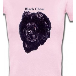 T-Shirts T-Shirts Col V Femmes Chow Chow Noir (C)