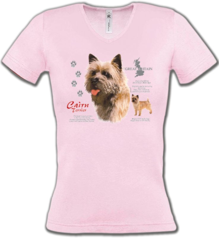 T-Shirts Col V Femmes Cairn Terrier Cairn Terrier (F)
