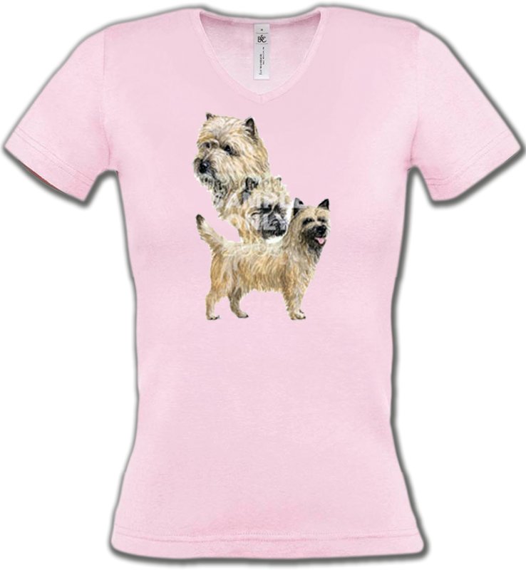 T-Shirts Col V Femmes Cairn Terrier Cairn Terrier (A)