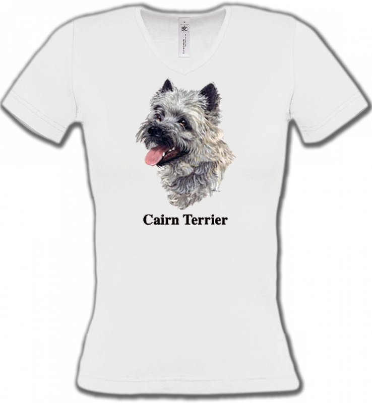 T-Shirts Col V Femmes Cairn Terrier Cairn Terrier (D)