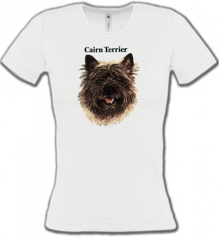 T-Shirts Col V Femmes Cairn Terrier Cairn Terrier (C)
