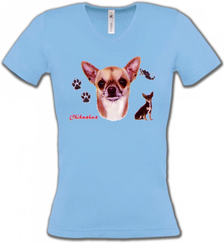 T-Shirts Col V Femmes Chihuahua Chihuahua (B)