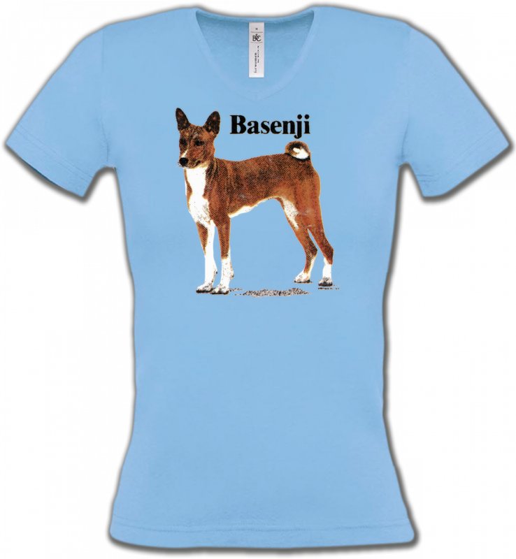 T-Shirts Col V Femmes Basenji Basenji (B)