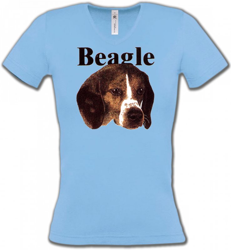 T-Shirts Col V Femmes Beagle Beagle (D)