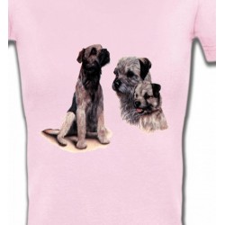 T-Shirts T-Shirts Col V Femmes Border Collie Terrier gris (M)