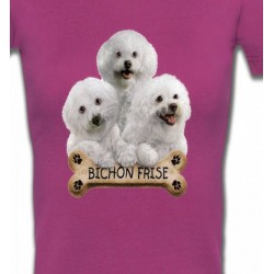 T-Shirts T-Shirts Col V Femmes Bichon Frisé chiots (A)