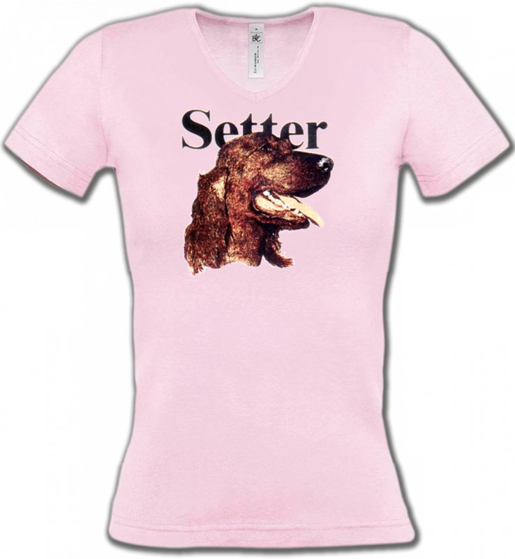 T-Shirts Col V Femmes Setter Setter (B)