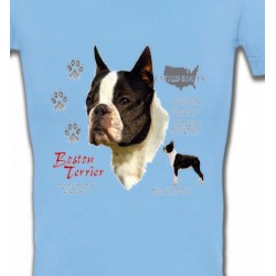 T-Shirts T-Shirts Col V Femmes Boston Terrier (A)