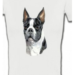 T-Shirts T-Shirts Col V Femmes Boston Terrier (D)