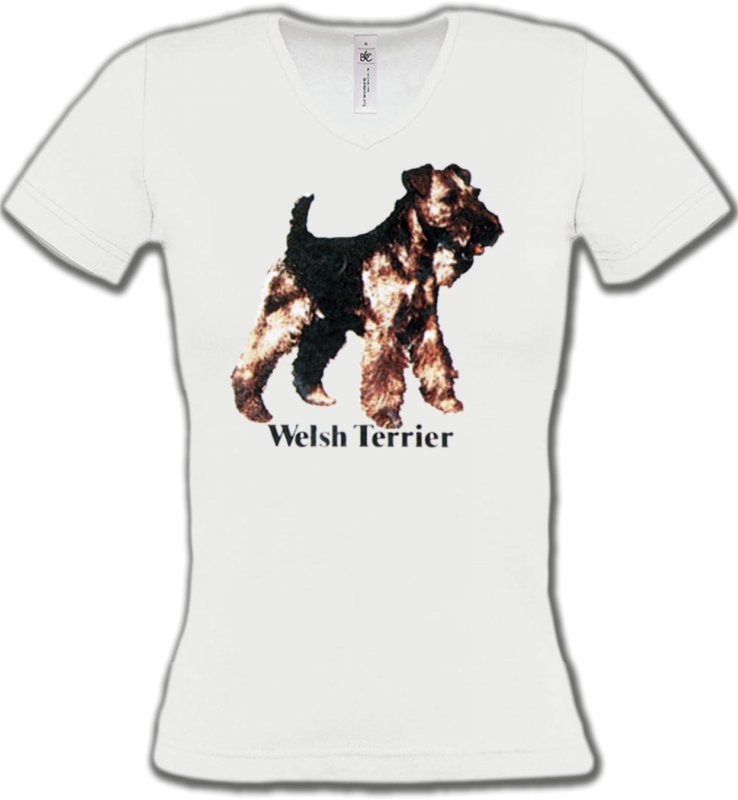 T-Shirts Col V Femmes Welsh Terrier Welsh Terrier (F)