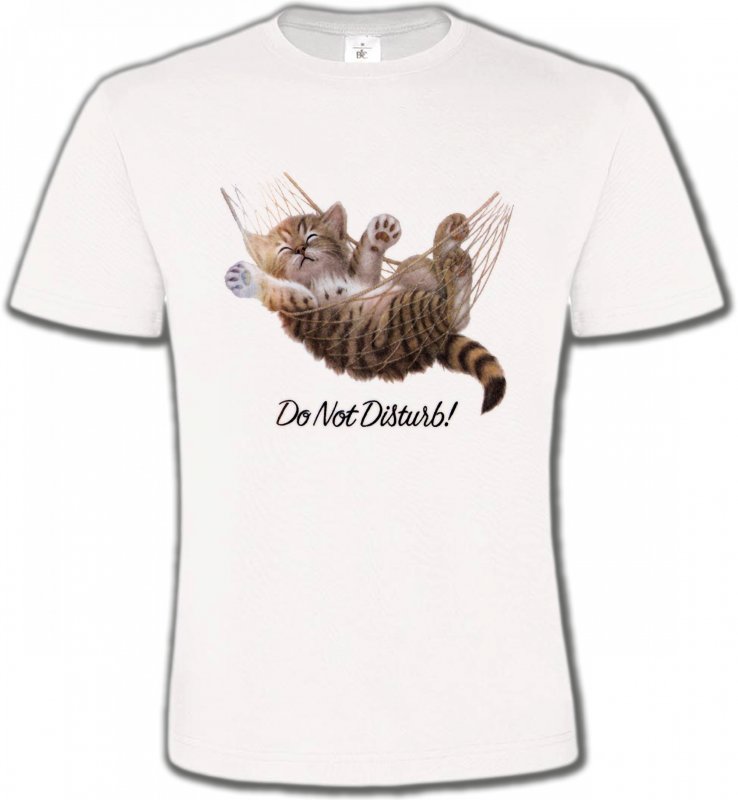 T-Shirts Col Rond Unisexe Races de chats Chaton dans un hamac Do not disturb