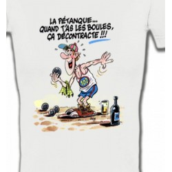 T-Shirts T-Shirts Col V Femmes Humour Pétanque (B2)