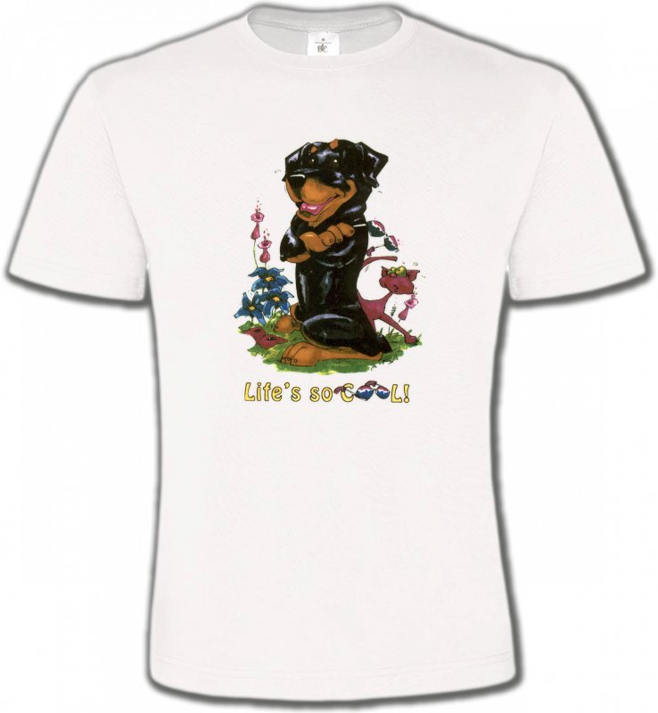 T-Shirts Col Rond Unisexe Humour/amour Rottweiler Cool (O)