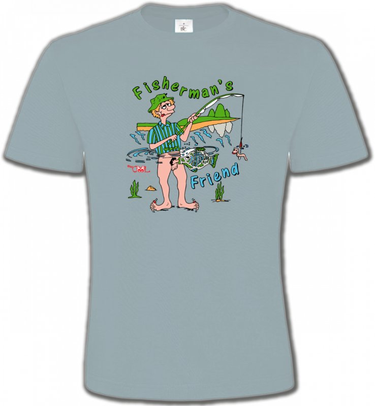 T-Shirts Col Rond Unisexe Humour/amour Pêcheur heureux poisson  (Y3)