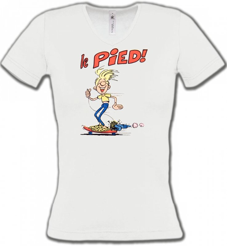T-Shirts Col V Femmes Humour/amour Humour Skateboard (C3)